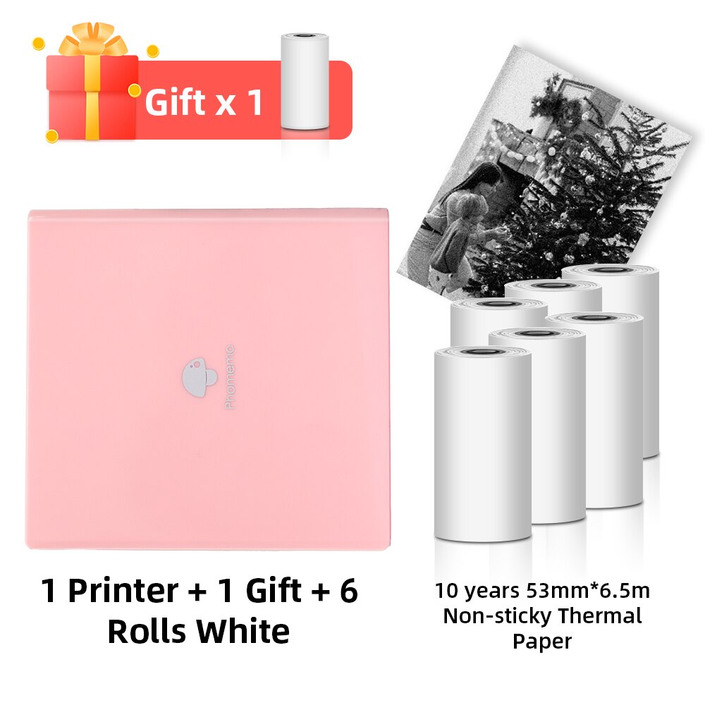 Phomemo M02 Thermische Draagbare Printer Mini Impresora Foto Printer Pocket Adhesive Label Sticker Draadloze Printer Voor Diy Journal: 1P- 2 White Paper