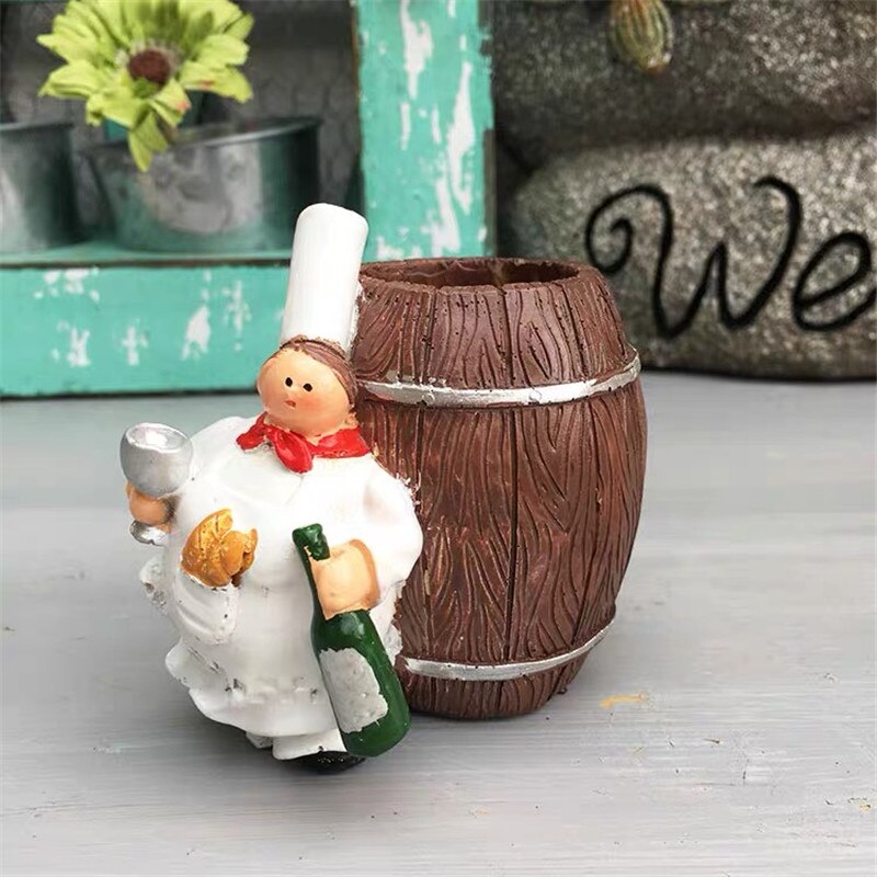 American Pastoral Cute Fat Chef Toothpick Holder Household Personality Simple Kitchen Restaurant Storage Box: D