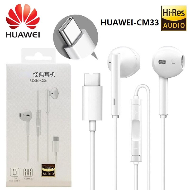 2022 Huawei CM33 Oortelefoon Huawei Mate 10 Pro 20 X Rs P20 30 Honor 7 8 Usb Type-C in Ear Hearphone Headset Mic Volume Doos