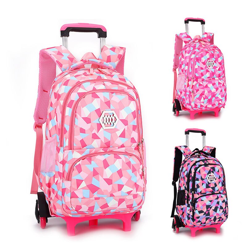 Sixrays børn drenge piger trolley skoletaske bagage bogtasker rygsæk nyeste aftagelige børn skoletasker med 3 hjul trapper