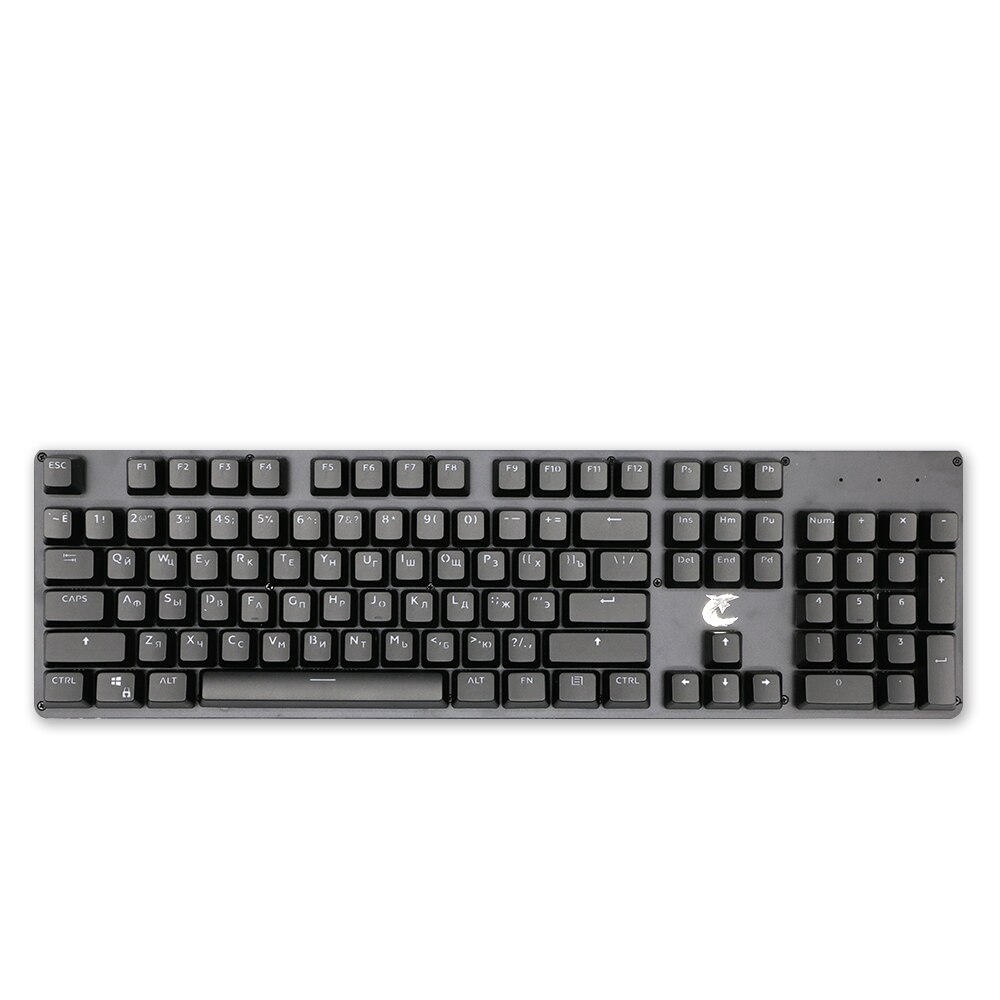 104pcs Russian/Spanish/French/Korean Keycaps OEM Profile Backlit Transparent Keycaps For Gaming Mechanical Keyboard ISO Layout: Black-Russian