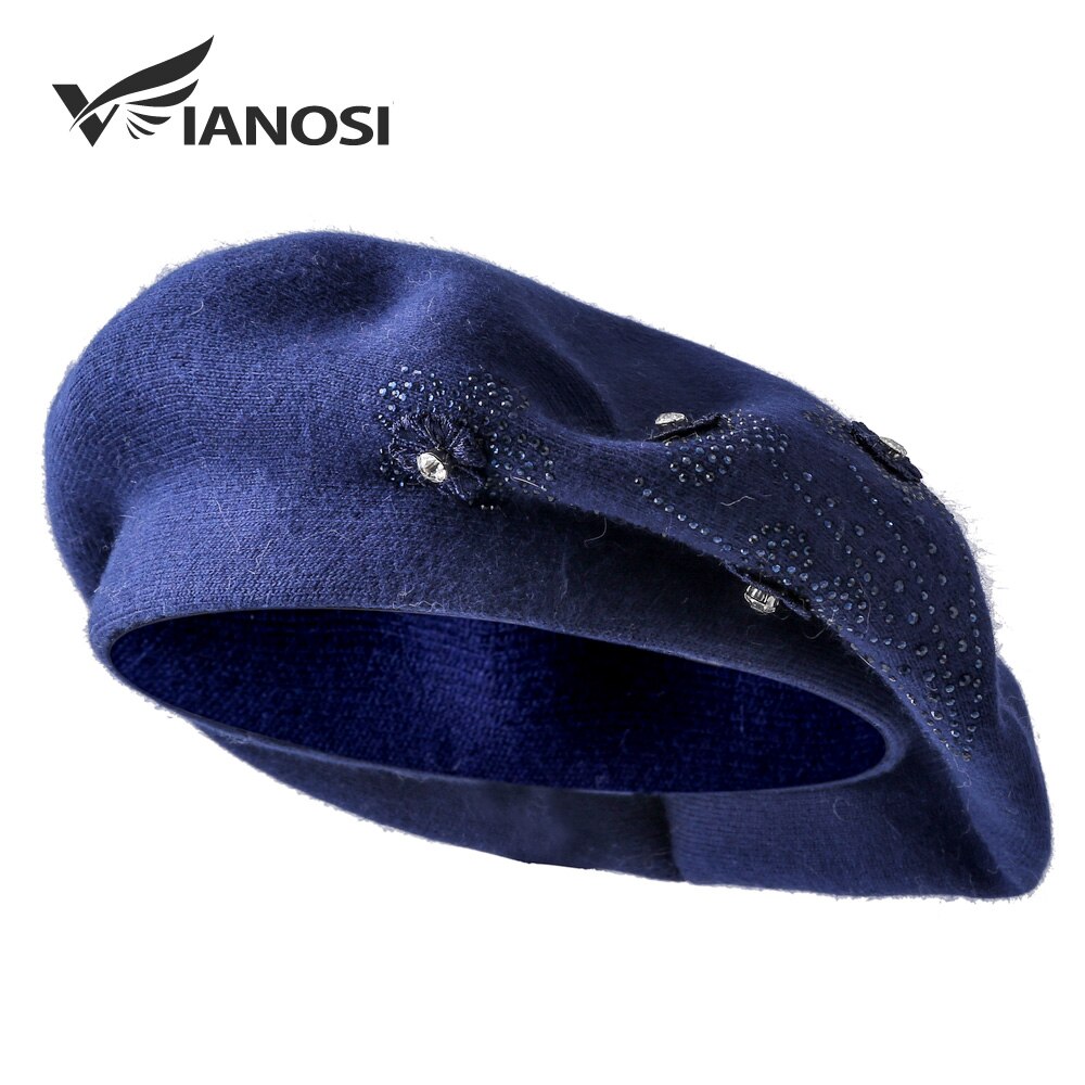 Vianosi vinteruld kvinder baret varm blomst rhinestones strikkede kvindelige hatte hætter