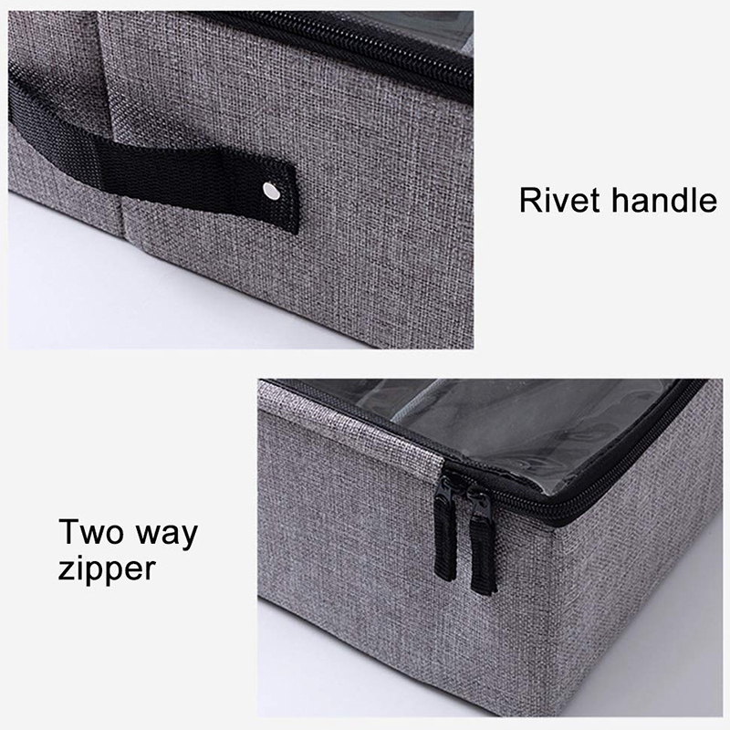 Bolsa de almacenamiento de zapatos bajo la cama con tapa transparente, 12 separadores bajo zapatillas de cama organizador ordenado, organizador de armario de soporte de tela plegable St