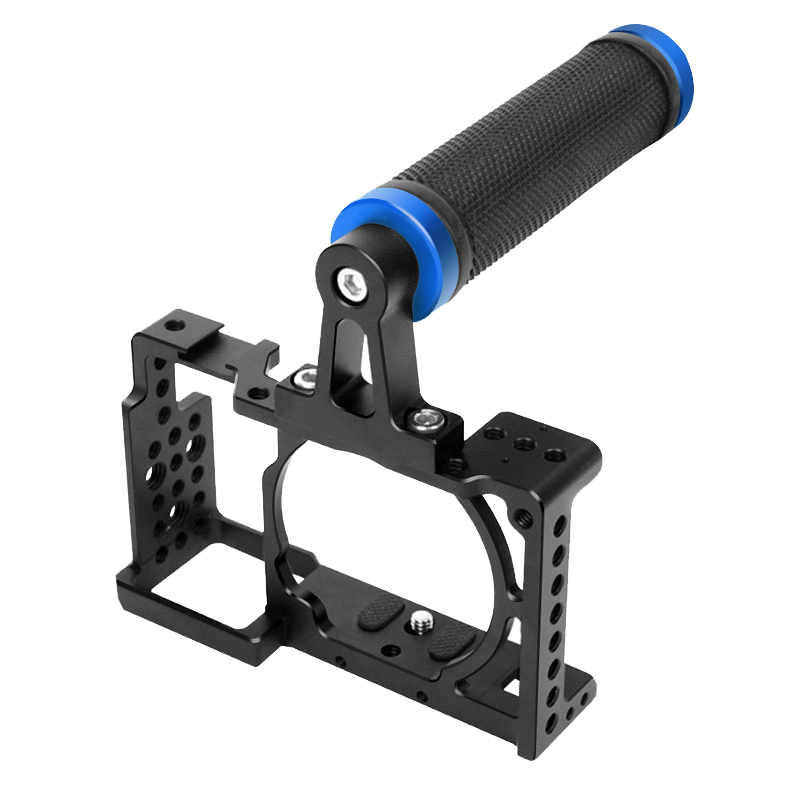 Draagbare Fotografie Camera Kooi Kit Slr Beschermhoes Video Film Film Stabilizer W/Top Handvat Grip Voor Sony A6000/A6300: Blue Camera Cage
