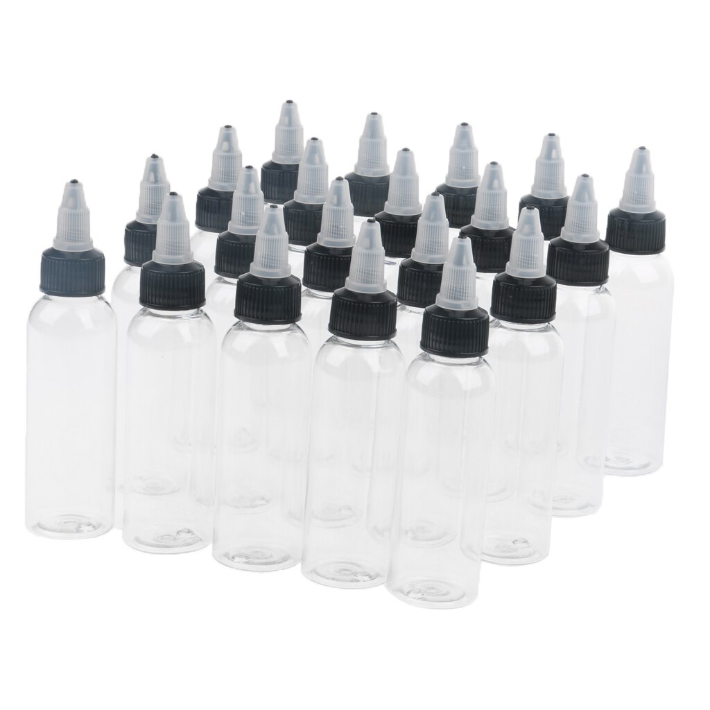 20pcs Plastic Bottle with Twist Top Cap for Solvents Oils Paint Ink Liquid Squeeze Bottle with Twist Top Cap Tip Applicator