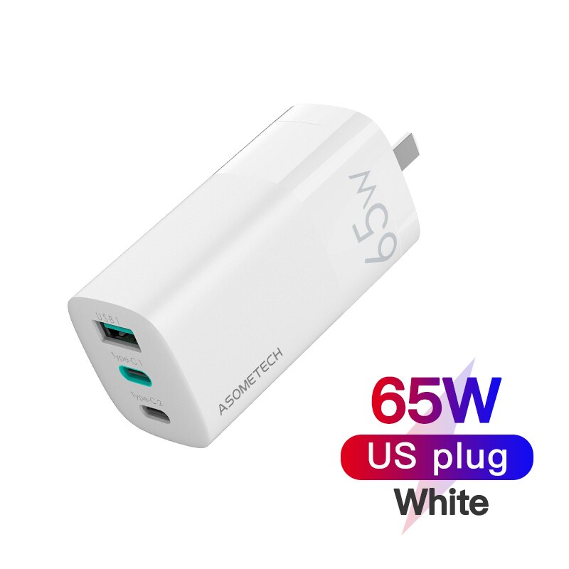 65W Quick Charger USB Charger QC3.0 Type C PD Wall Charging Fast Charge EU UK Plug Adapter For iPhone 12 11 Xiaomi Macbook Pro: US White