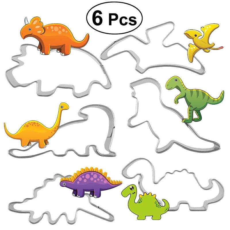 6 Pcs Rvs Cookie Cutters Dinosaurus Vorm Biscuit Friut Cutter Mold Cake Decorating Tool Dinosaurus Cookie Cutters