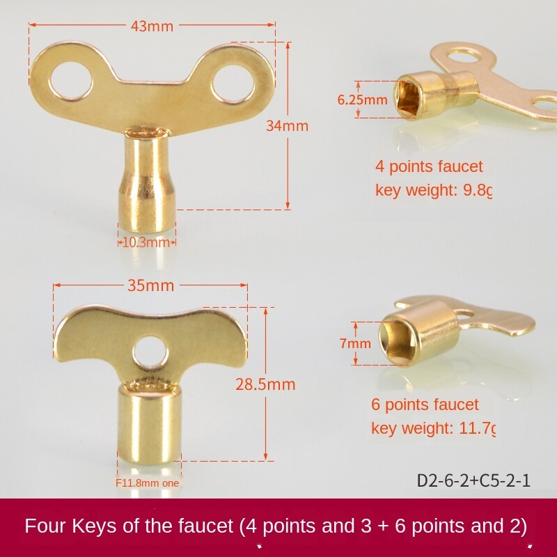 Wasserhahn schlüssel mit schloss, innere ecken, 6mm, draussen klopfen wasser, Anti-diebstahl, Ich bin freien platz 1/2 in schalter griff: 6mm(3Stck)-7mm(2Stck)