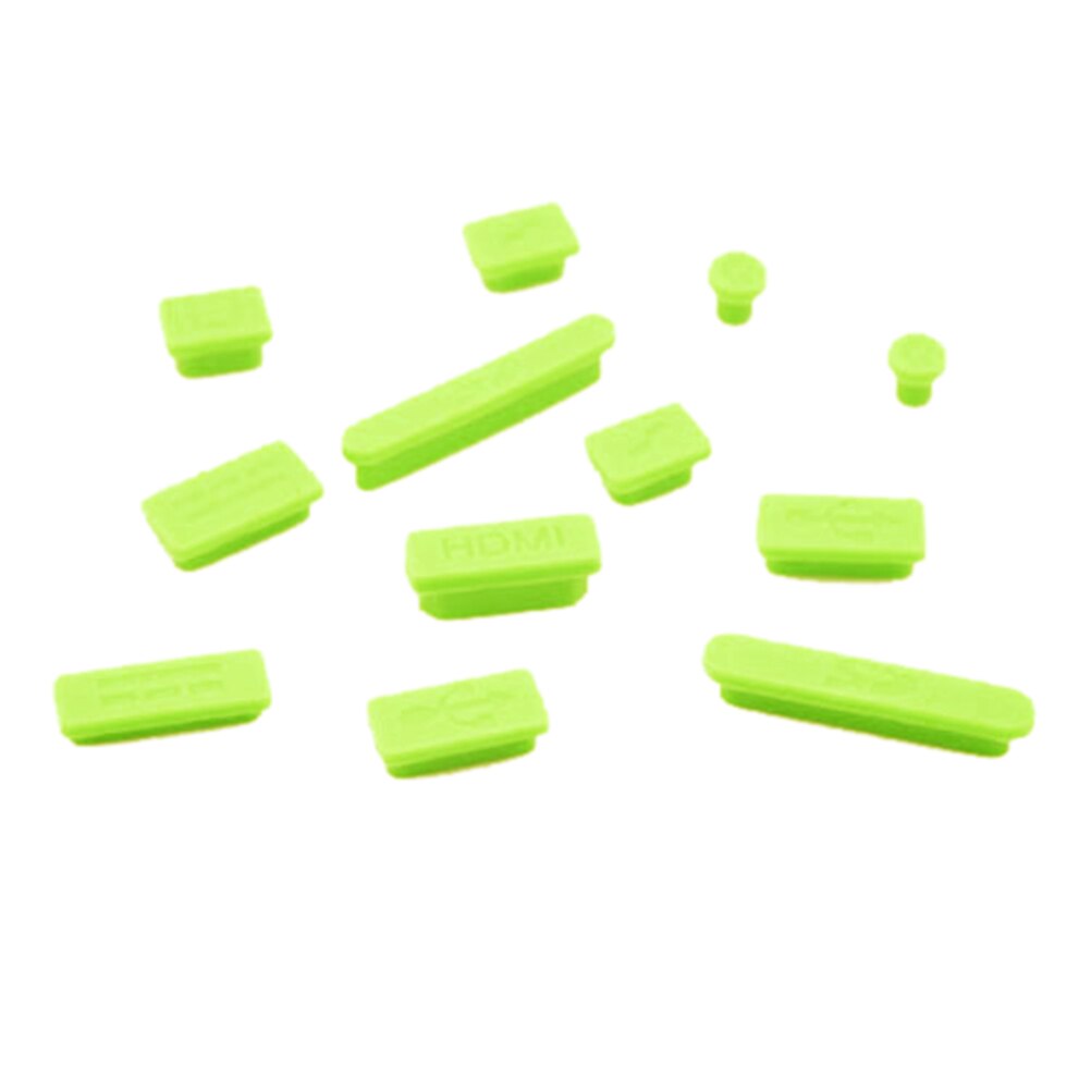 12PCS In Gomma Anti-Spinotti E Jack Antipolvere Copertura Antipolvere Fermacorda E Ganci Molle Variopinta Del Silicone Spinotti E Jack Antipolvere Per Macbook Air 13 "11" retina Porte Del Computer Portatile: green