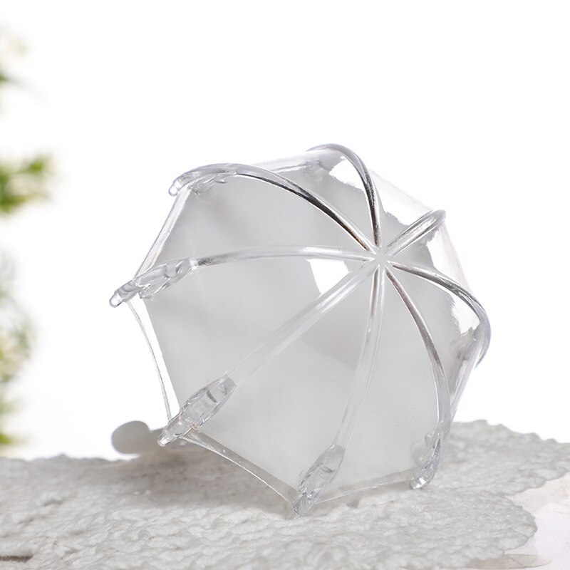 12 unids/set paraguas portátil de plástico cajas de dulces Baby Shower Bonbonniere paquete para de fiestas caja: White