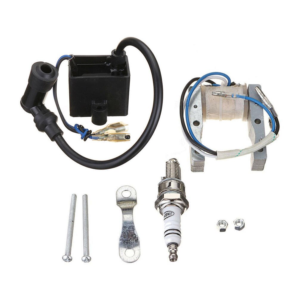 CDI Ignition Coil Magneto 49cc 66cc 80cc 2-Stroke Engine Motorized Bike Parts Magneto Coil Spark Plug