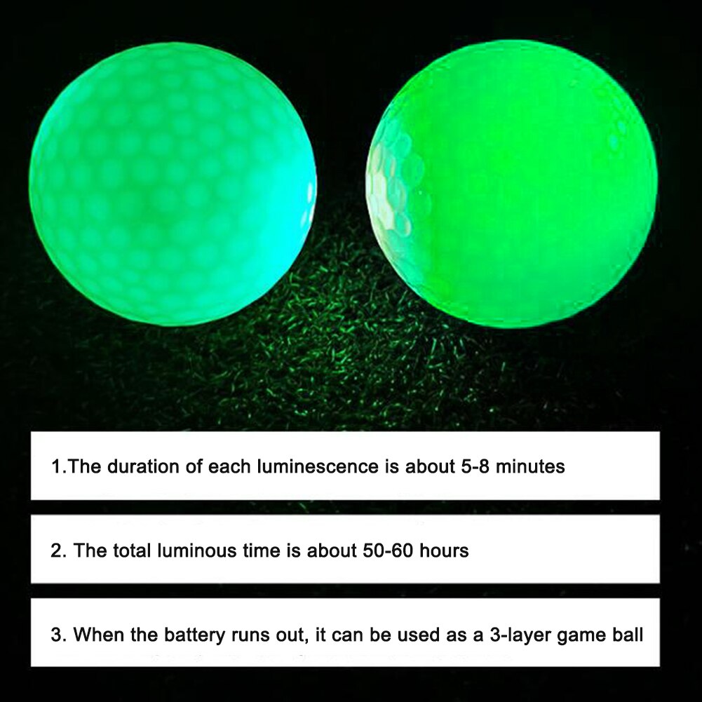 Luminous LED Light Up Fluorescent Golf Balls Glow In The Dark Light Up LED Flashing Night Training Supplies Accessories