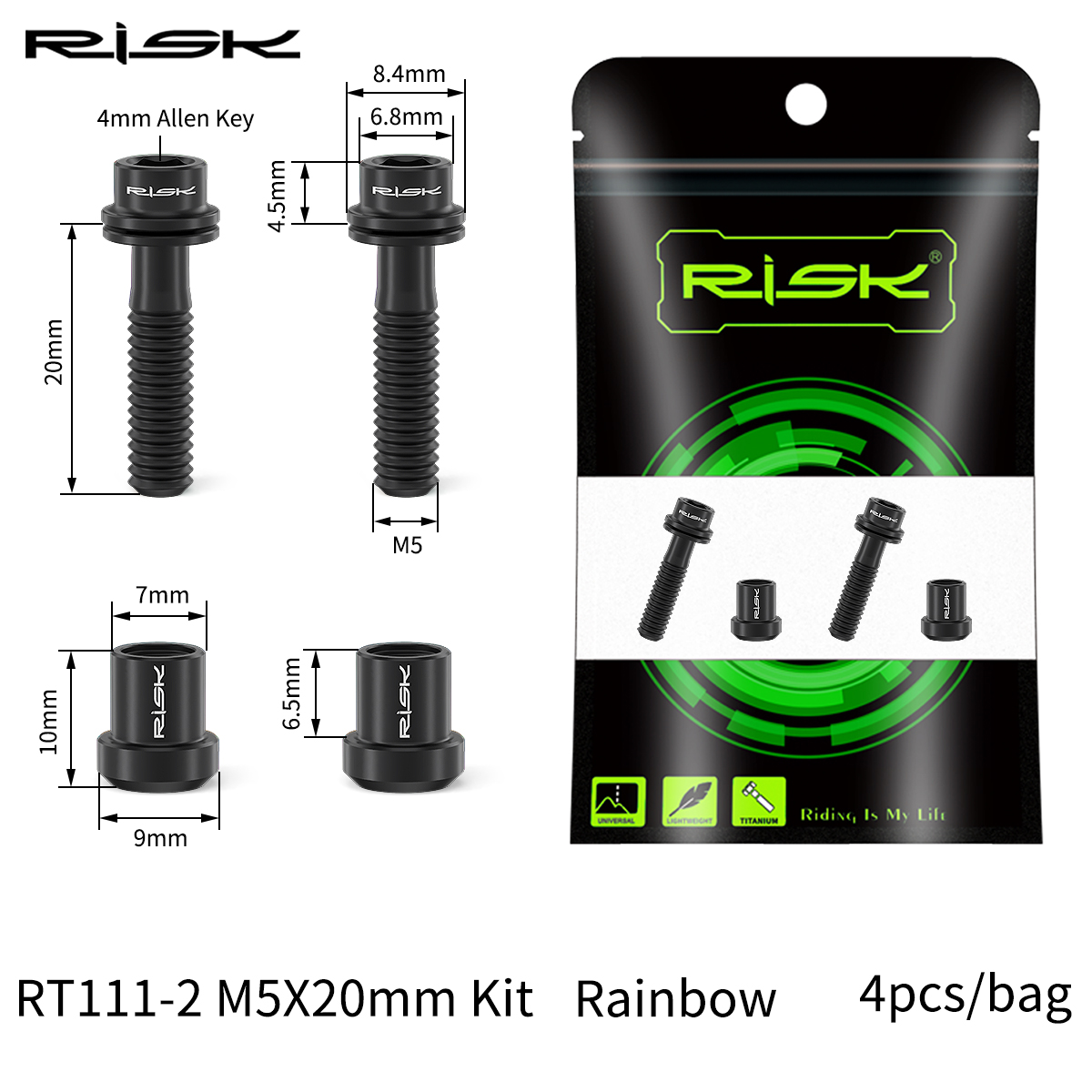 Carbon Stem Bolt & Nuts Kit M5x18/20mm Bicycle Titanium Bolts Road Bike Handlebar Table Bridge Screw Power Riser Pipe Fixed Nut: Gold