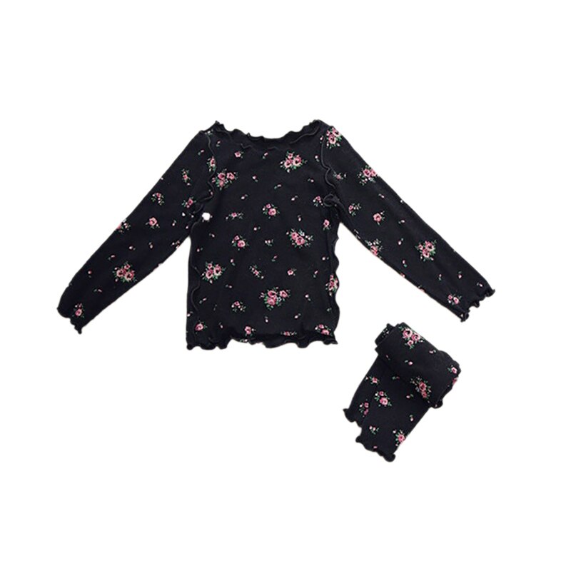 1-8Y Casual Baby Kids Girls Flower Print Pajamas Set Long Sleeve Blouse Tops+Pants Sleepwears: B / 11
