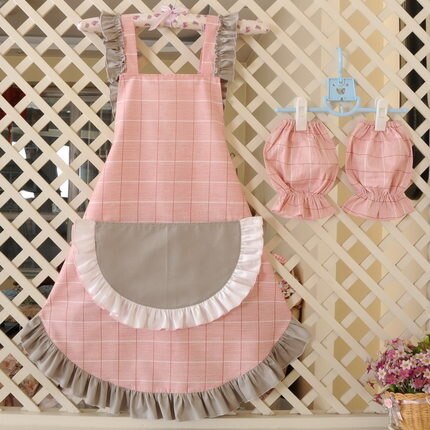 Cotton aprons for woman with pocket lovely Coverall cleaning apron Commercial Restaurant Home Bib delantal cocina kitchen apron: F3 with cuff
