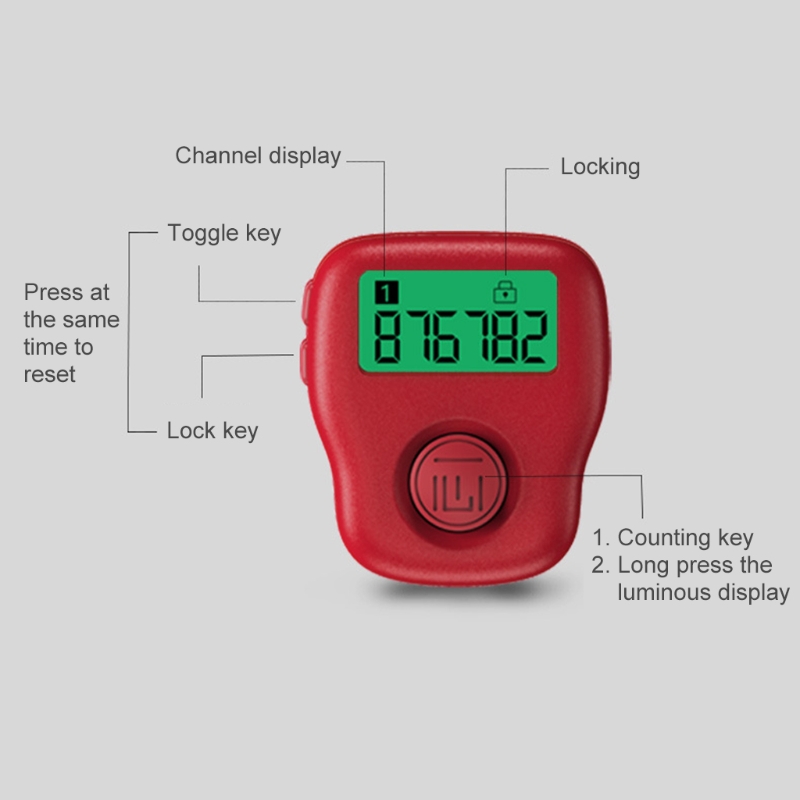 Electronic Finger Counter LCD Electronic Digital Display Finger Hand Tally Counter Counting Rechargeable Green/Red/White