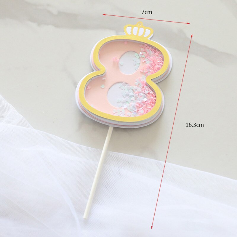 Glitter Cake Decoration Insert Sequins Paper Cake Toppers Happy Birthday Baby Shower Wedding Anniversary Party Cupcake Decor: Pink-8