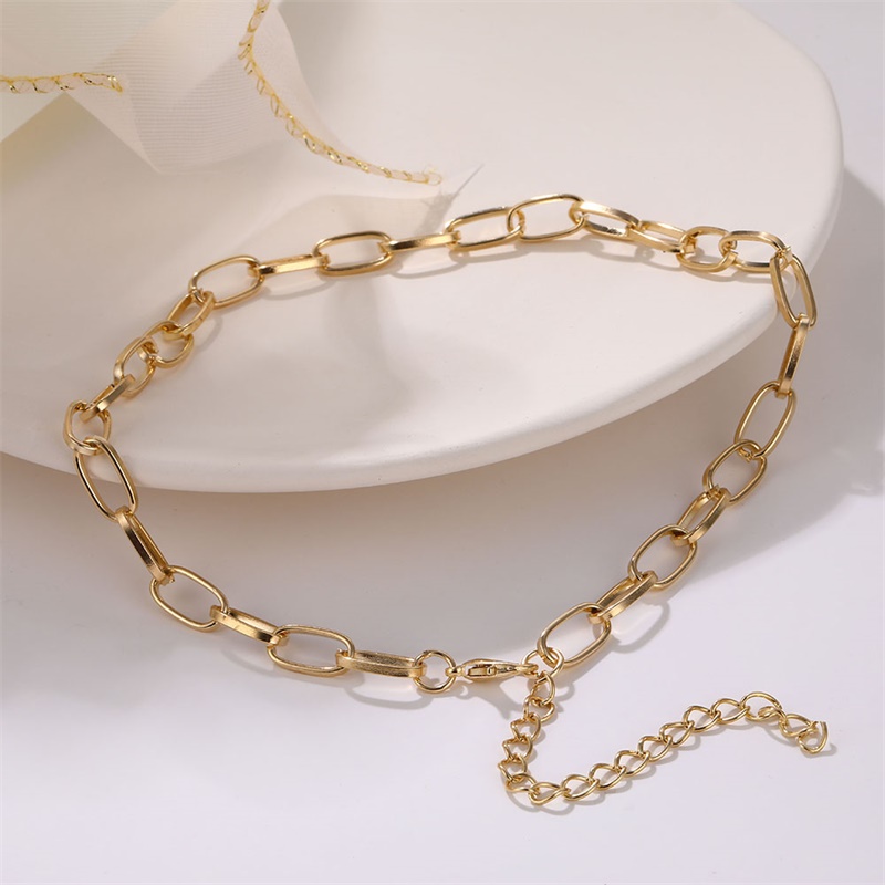 SIMPLE GOLD LINK CHOKER NECKLACE CHARM CUBAN CHOKER