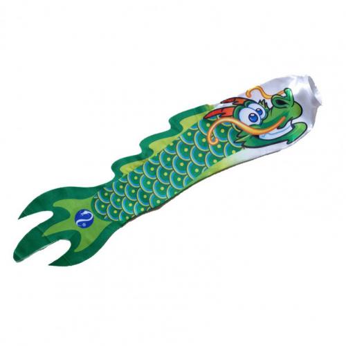 Drakemönster tyg vindstrumpa färgglad vindsocka karp hopfällbar utomhus rik färg drake vindflagga för veranda fiskflagga: Grön / 70 cm