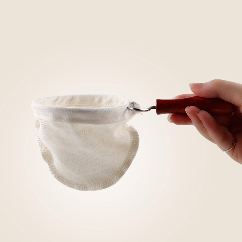 Reusable Coffee Filter Bag Cloth Handmade Coffee Filter Strainer With Wood Handle Filter Pack Pot Flannel Cloth Mesh Basket Tool
