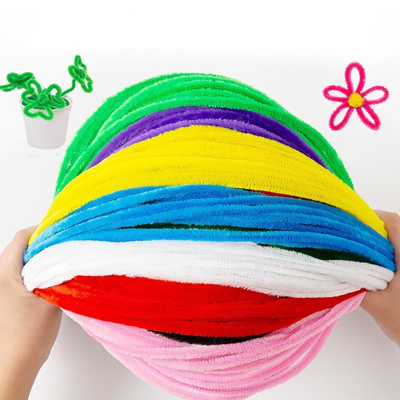 100/10pcs Colorful Plush Twister Stick Toys DIY Handmade Flower Bouquet Material Pack Encryption Plush Twister Stick Puzzle Toys