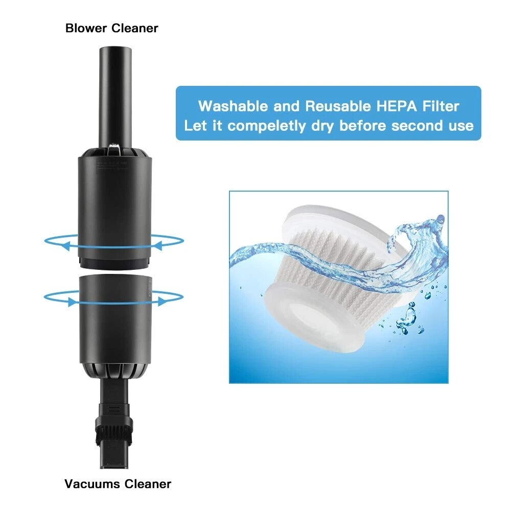 Upgraded Battery Operated Air Duster Keyboard Vacuum Blower 2 in1，Cordless, Portable, No Gas, Replaces Compressed Air Cans PC