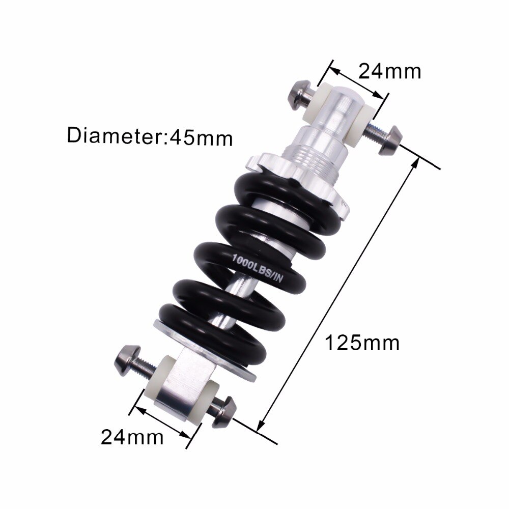 Mountain Bike Rear Shock Suspension Frame Bumper Spring Shock Absorber Bicycle Parts Rear Shock 100/125/135/150mm 1000LBS BZR002