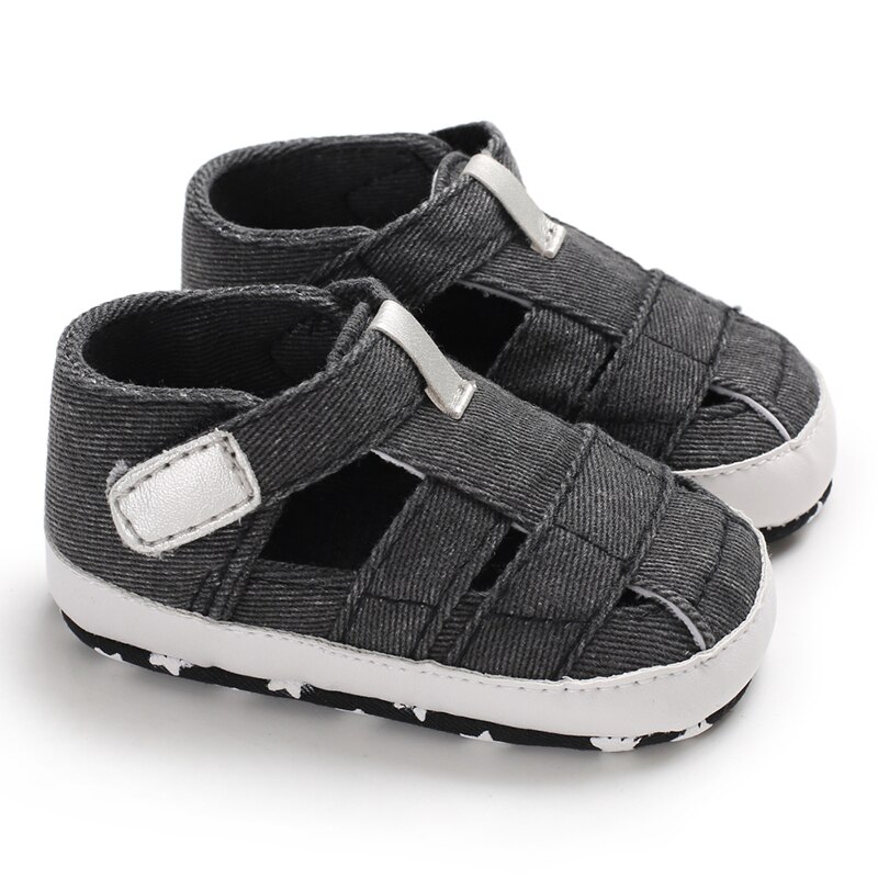 Småbarn pojke skor spädbarn bebis flickor pojkar rosett anti slip canvas andas barnvagn spjälsäng skor bekväm mjuk sula sneaker: Svart / 13-18 månader