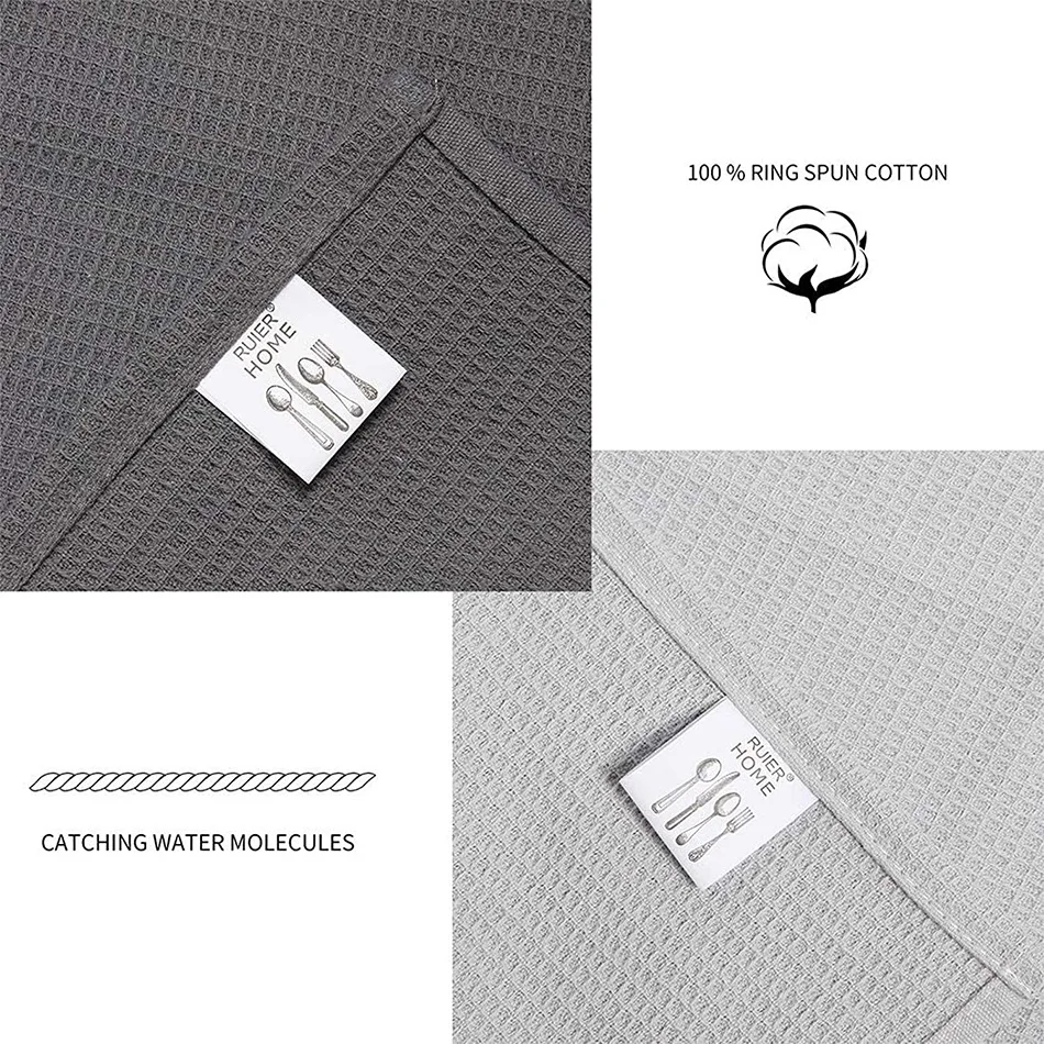 1/4PCS Cotton Waffle Weave Napkins, Absorbent Teatowel Dinner Table Reusable Towel,Kitchen Household Durable Cloth,17x25Inch