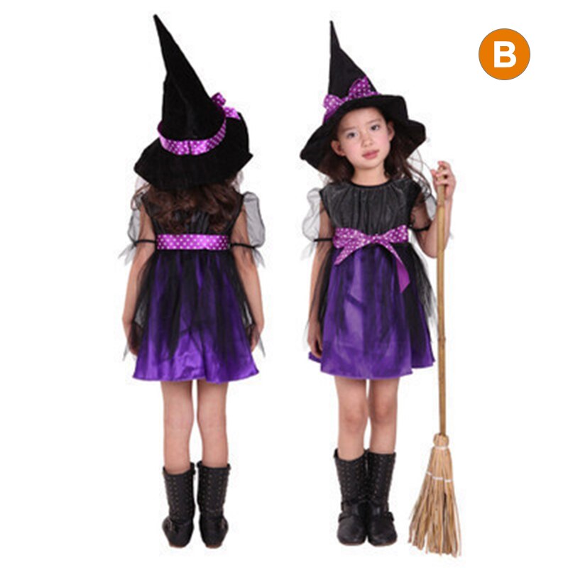 Børn halloween kostume børn heks cosplay halloween tøj cosplay rekvisitter  ya88: Sølv