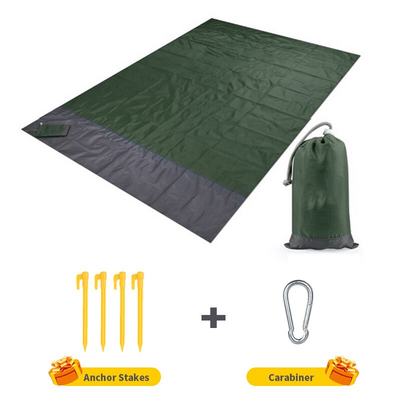 LOLO-esterilla grande antiarena para playa, manta de gran tamaño con bolsillo, para Picnic, a prueba de viento: E2(200 x 210cm)