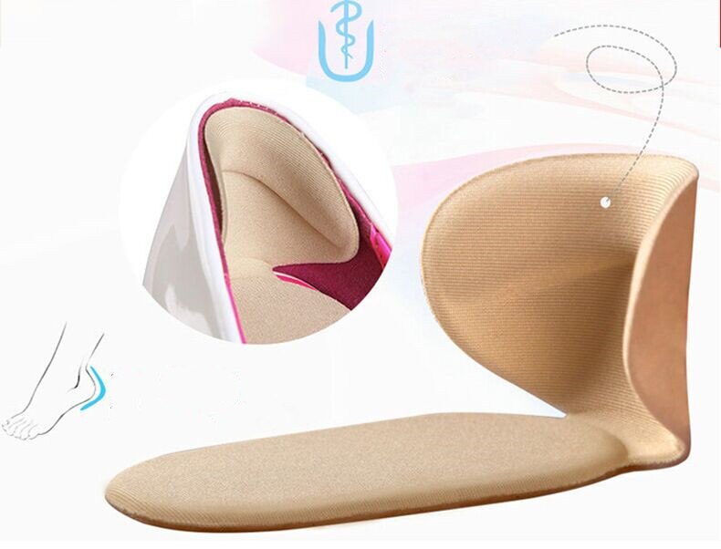 1 Pair Insole women shoe Invisible non slip pad Inserts soft sponge Leopard massage woman heel protector insoles for shoes: beige