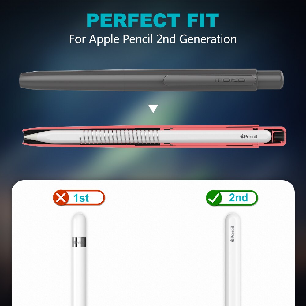 MoKo-funda con soporte para Apple Pencil de 2. ª generación, protección de punta retráctil, protege el iPad Pro, 11/12 pulgadas: Dark Gray