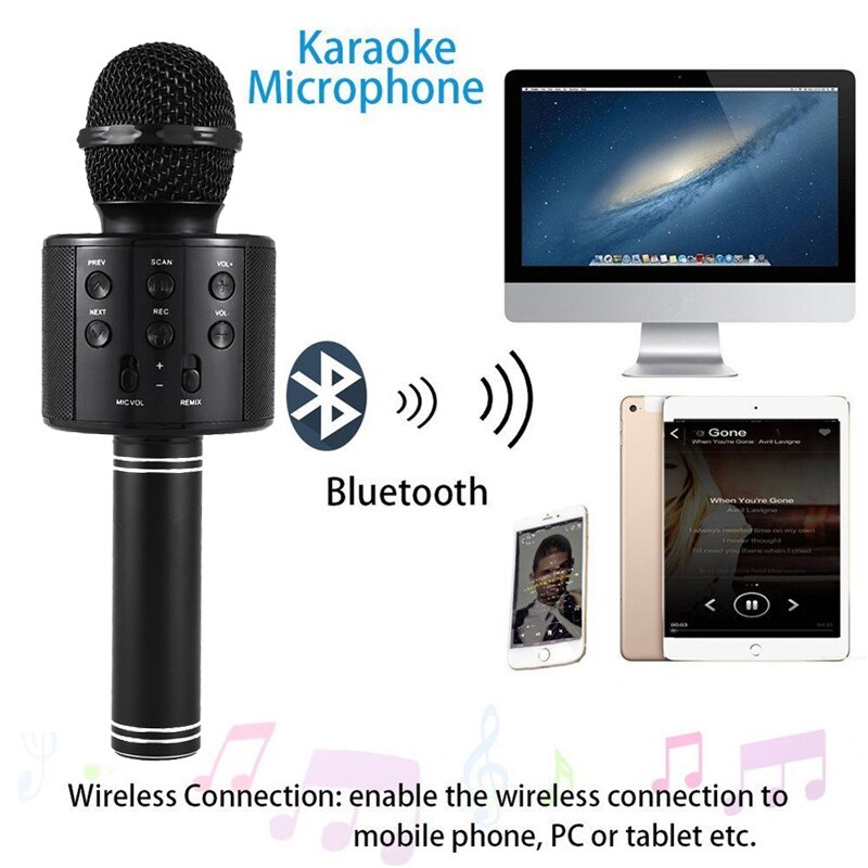 WS 858 Microphone sans fil Bluetooth USB condensateur karaoké micro support Radio haut-parleur Mikrofon studio enregistrement Ws858