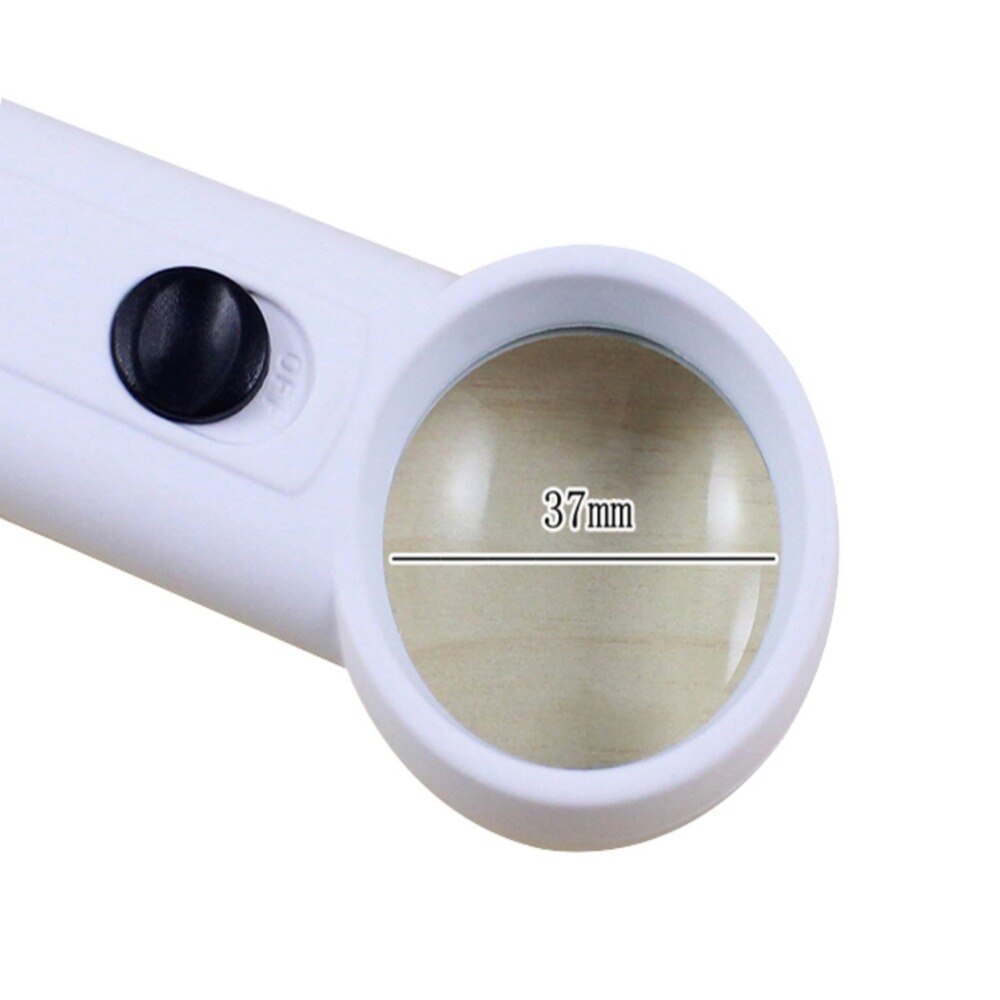 Hand illuminated magnifier / magnifying glass / Reading support with 15 X magnification and LED lens diameter For