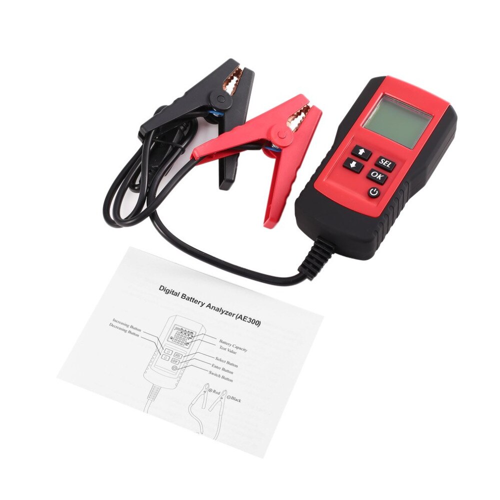 AE300 12V LCD Automotive Vehicle Digital Car Battery Auto System Analyzer Battery Voltage ohm Tester Diagnostic Tool RED