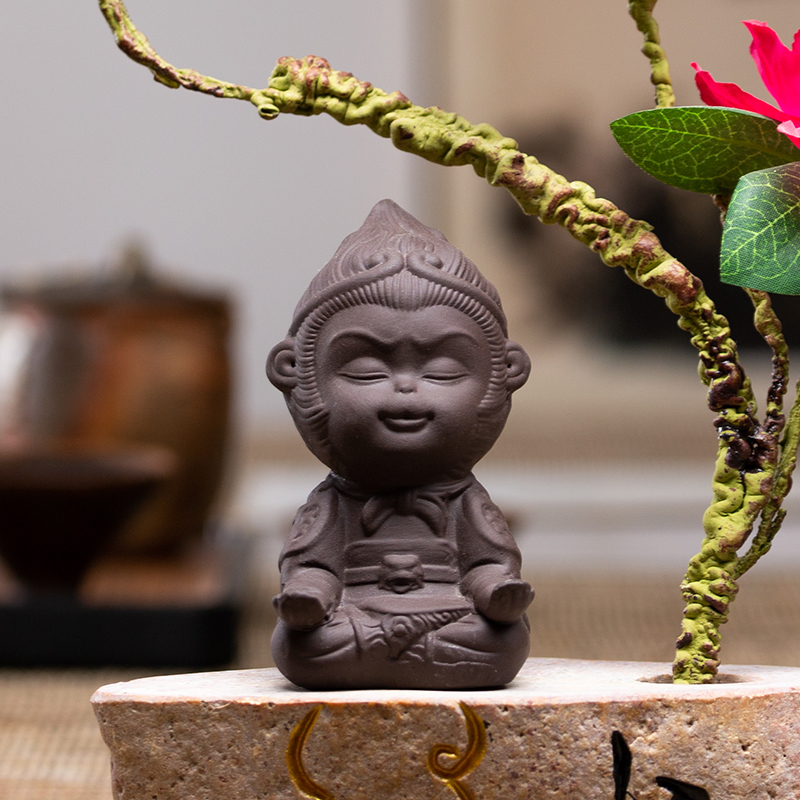 Monkey King Ceramic Decoration Home Decoration Tea Art Pet Statue Sculpture Home Decoration Monkey King Statue: vailC