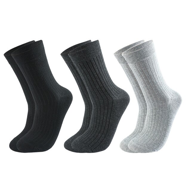 Chaussettes en coton pour hommes, lot de 3 paires, chaussettes longues et chaudes, décontractées, à rayures noires, respirantes, douces, de: 11