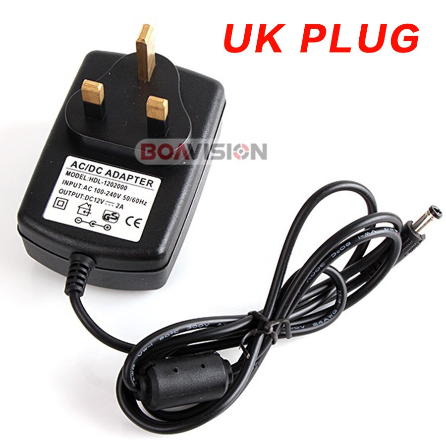 Qualified AC 110-240V To DC 12V 2A CCTV Power Supply Adapter,EU/US/UK/AU Plug ABS Plastic