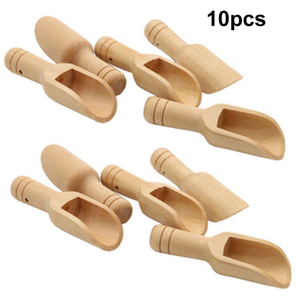 10pcs/set Mini Salt Spoons Wooden Coffee Tea Scoops Honey Coffee Condiment Salt Sugar Tea Spoon Kitchen Utensils