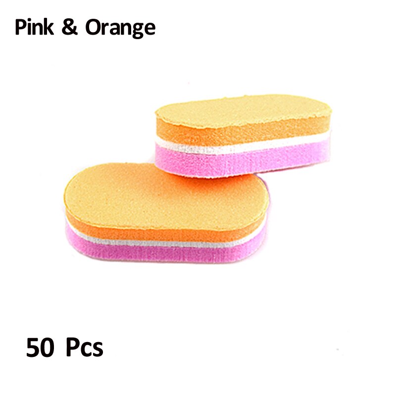 Mini éponge à ongles couleur dongle, bloc tampon, ponçage, lime, outils de pédicure et manucure, Gel, accessoires pour ongles, 50 pièces: Pink Orange