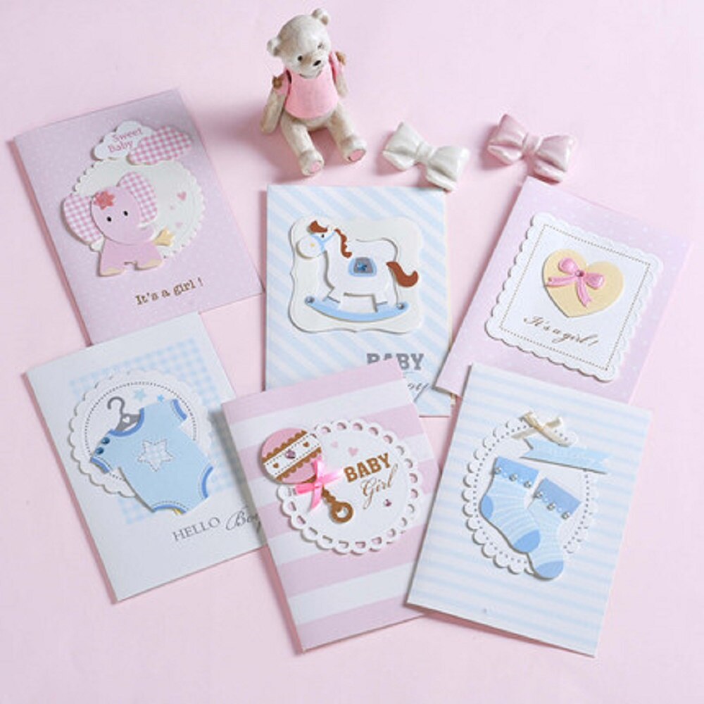 Eno Groet Baby Kaarten 3D Papier Jongetje Meisje Handgemaakte Kaarten Leuke Baby Mini Cards