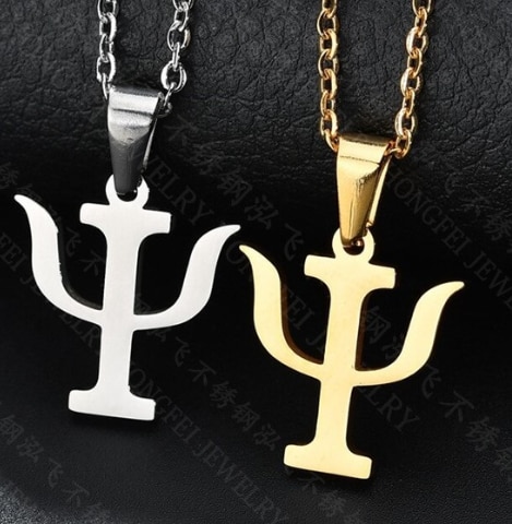 For Personality Psychology PSI Symbol Necklace Fine Polished Ladies Stainless Steel Pendant