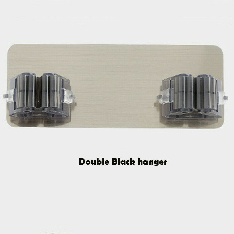 Magical Wall Mounted Mop Organizer Holder Brush Broom Hanger Storage Rack for crochet pour balais murales: Double Black
