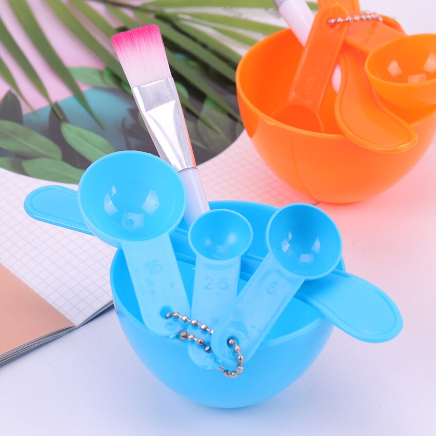Cuenco de máscara Facial de belleza 4 en 1 DIY, herramienta cosmética de maquillaje con cepillo, varita mezclada, espátula, kit de cuchara medidora