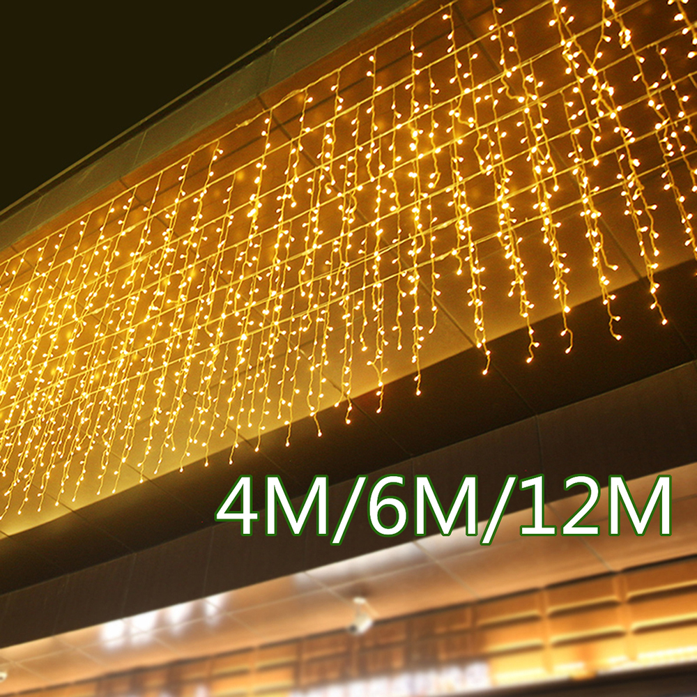LED Eiszapfen Lichterketten 4M/6M/12M Vorhang Lichterkette Girlande Ich bin Freien Für Geburtstag hochzeit Party Garten Terrasse Dekoration