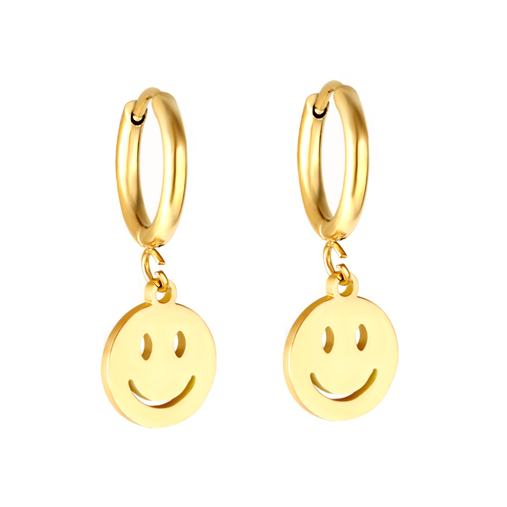 Pendientes de aro colgantes con dije geométrico Simple de lujo para mujer y hombre, Huggies de acero inoxidable con corazón, estrella, Luna, Cruz: Chapado en oro antiguo