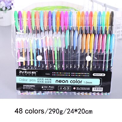 Juego de plumas de Gel con purpurina, Set de 12/16/18/24/36/48 colores, pluma de fluoresencia pastel para escritura de colorear, graffiti Diy para estudiantes: 48 colors