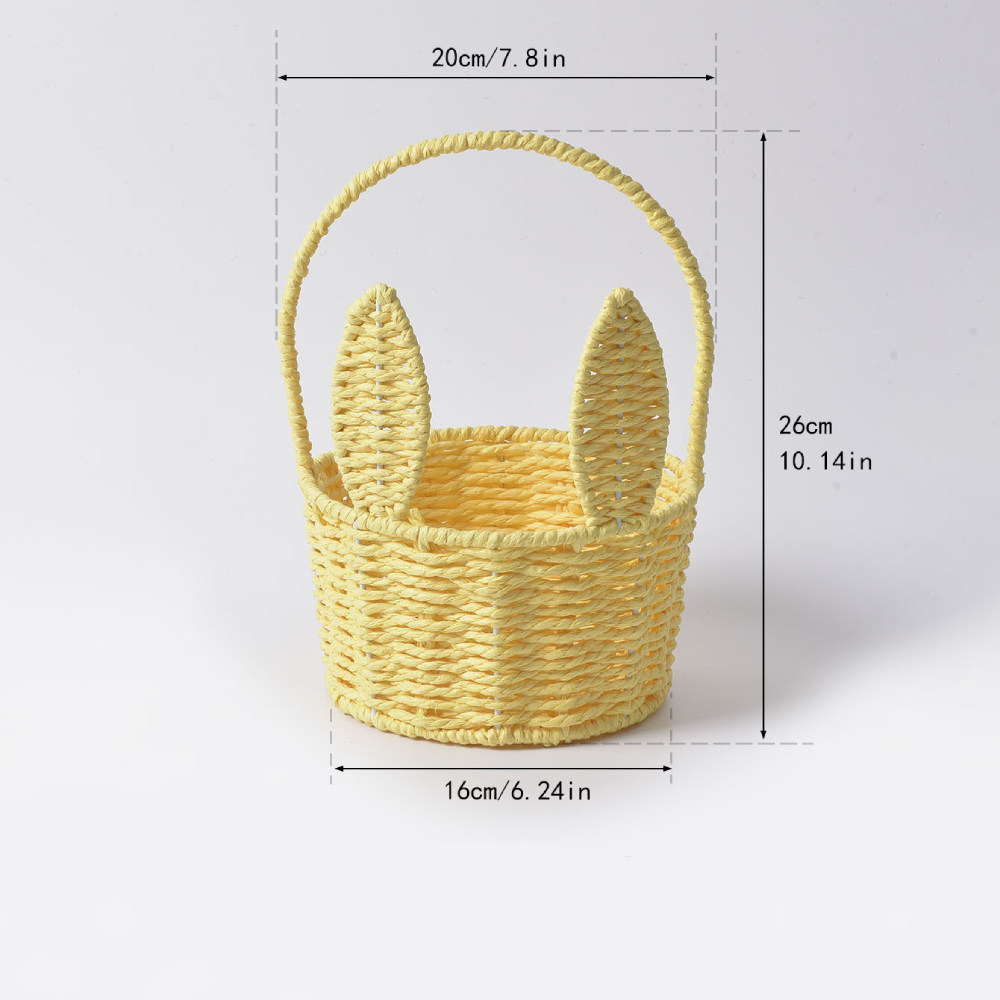 Cesta de conejito de Pascua, organizador de artículos diversos, cesta de flores tejida, cesta de Picnic, cesta de Pascua para el hogar, jardín, , Camping, cocina: YELLOW