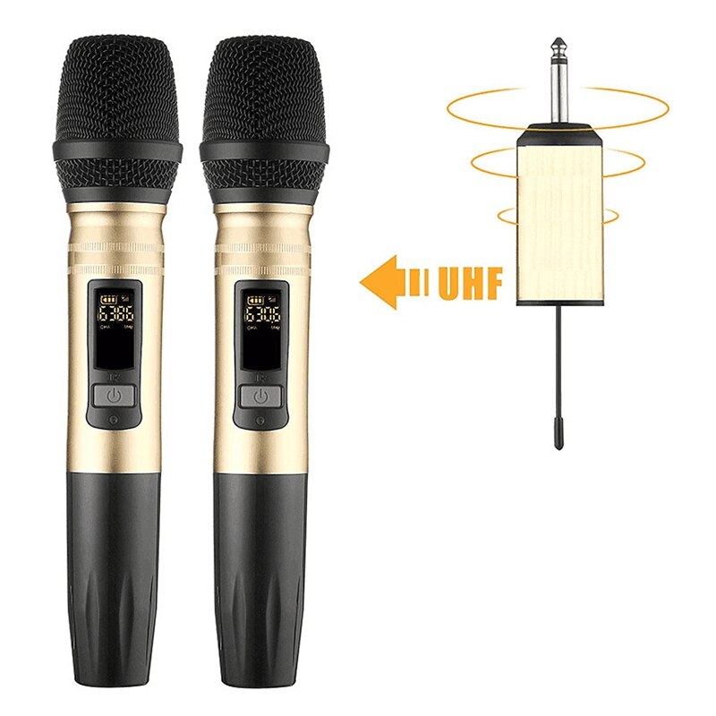 Ux2 Uhf Wireless Microphone System Handheld Led Mic Uhf Speaker With Portable Usb Receiver For Ktv Dj Speech Amplifier Recording